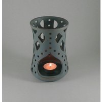Handgefertigtes Keramik Teelicht Windlicht Hellblauer Kerzenhalter Aus Steingut von moderngreekpottery