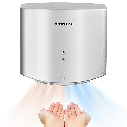 modunful Kompakter Händetrockner Elektrischer, Automatisch Händetrockner Wandmontage, Hochgeschwindigkeits Handtrockner für Toilette Bad 1200W Grau von modunful