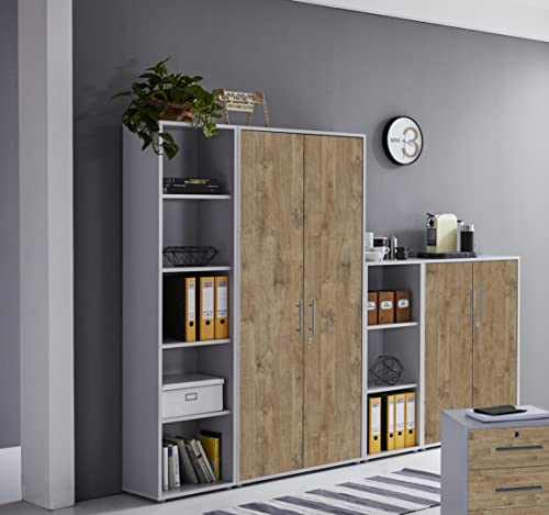 Schrankwand TABOR 4 Büroregal Aktenschränke Büroschrank abschließbar in diversen Farbvarianten (lichtgrau/Gold Harbor Oak) von moebel-dich-auf