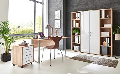 moebel-dich-auf.de Arbeitszimmer TABOR 3 in diversen Farbvarianten (Sonoma Eiche/weiß Hochglanz) von moebel-dich-auf.de