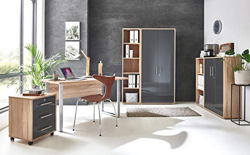moebel-dich-auf.de Arbeitszimmer TABOR 4 in diversen Farbvarianten (Sonoma Eiche/anthrazit Hochglanz) von moebel-dich-auf.de
