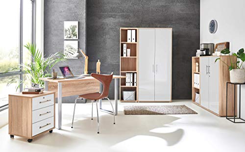 moebel-dich-auf.de Arbeitszimmer TABOR 4 in diversen Farbvarianten (Sonoma Eiche/weiß Hochglanz) von moebel-dich-auf