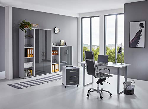 moebel-dich-auf.de Arbeitszimmer TABOR 4 in diversen Farbvarianten (lichtgrau/anthrazit Hochglanz) von moebel-dich-auf.de