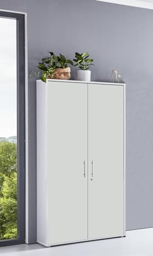 Aktenschrank Tabor hoch Büroschrank mit 2 Türen 84,4 cm breit in diversen Farbvarianten (weiß/weiß matt) von moebel-dich-auf