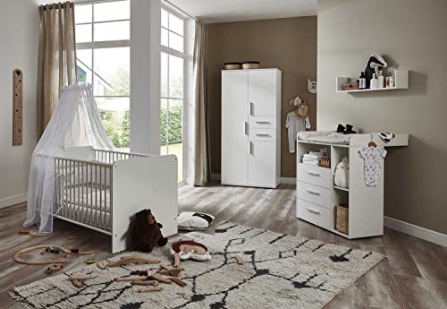 moebel-dich-auf Babyzimmer Aliya in weiß in verschiedenen Varianten Kinderzimmer Babymöbel Komplettset (Aliya 1) von moebel-dich-auf