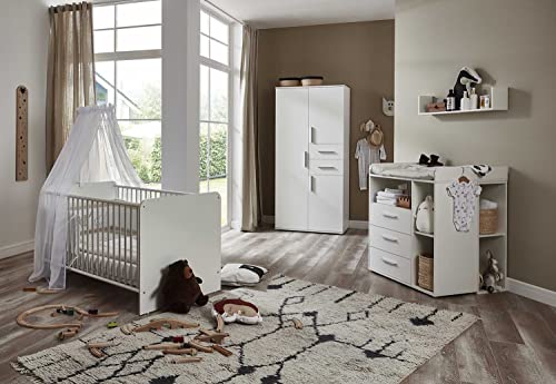 moebel-dich-auf Babyzimmer Aliya in weiß in verschiedenen Varianten Kinderzimmer Babymöbel Komplettset (Aliya 2) von moebel-dich-auf