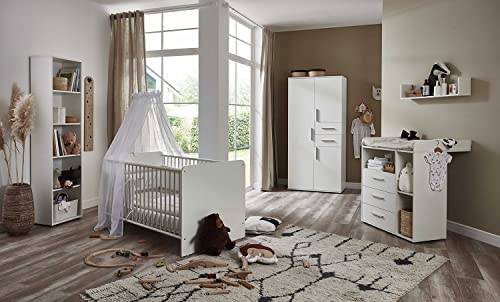 moebel-dich-auf Babyzimmer Aliya in weiß in verschiedenen Varianten Kinderzimmer Babymöbel Komplettset (Aliya 3) von moebel-dich-auf