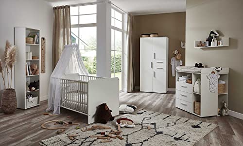 moebel-dich-auf Babyzimmer Aliya in weiß in verschiedenen Varianten Kinderzimmer Babymöbel Komplettset (Aliya 4) von moebel-dich-auf