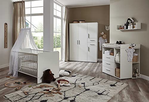 moebel-dich-auf Babyzimmer Aliya in weiß in verschiedenen Varianten Kinderzimmer Babymöbel Komplettset (Aliya 6) von moebel-dich-auf