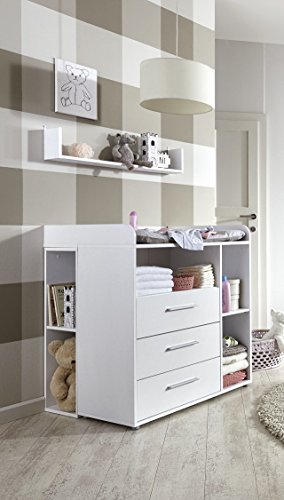 moebel-dich-auf Kinderzimmer Babyzimmer komplett Set in Weiß (Wickelkommode Kim inkl. Unterbauregalset) von moebel-dich-auf