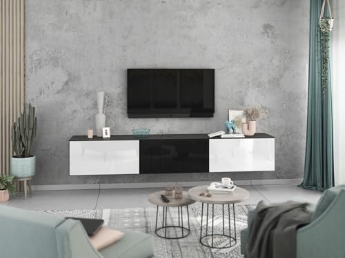 Lowboard VARIANTO 4, Schrank Set, anthrazit matt/weiß Hochglanz/schwarz Hochglanz 3 TLG., 228 cm hängend Lowboard VARIANTO 4, Schrank Set, anthrazit matt/weiß Hochglanz/schwarz Hochglanz 3 TLG., 228 cm hängend von moebel-dich-auf