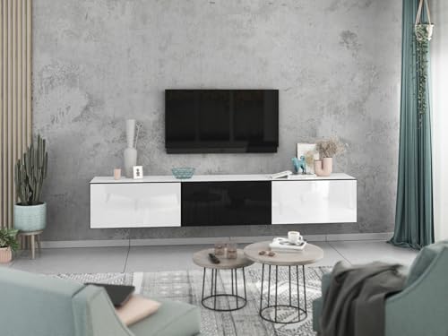 Lowboard VARIANTO 4, Schrank Set, weiß matt/weiß Hochglanz/schwarz Hochglanz 3 TLG., 228 cm hängend Lowboard VARIANTO 4, Schrank Set, weiß matt/weiß Hochglanz/schwarz Hochglanz 3 TLG., 228 cm hängend von moebel-dich-auf