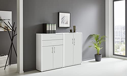 Schrankwand TABOR 12 Büroregal Aktenschrank Büroschrank abschließbar in diversen Farbvarianten (weiß/weiß matt) von moebel-dich-auf
