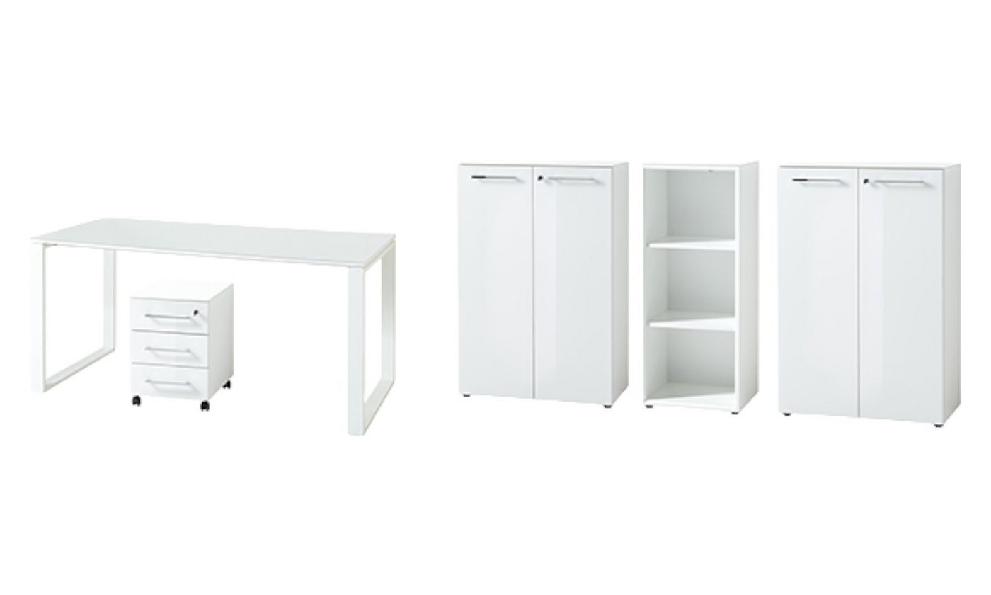 moebel-dich-auf Aktenschrank MONTERREY (Set 2 Büromöbel-Set Arbeitszimmer) abschließbar, Oberboden und Front aus Glas von moebel-dich-auf