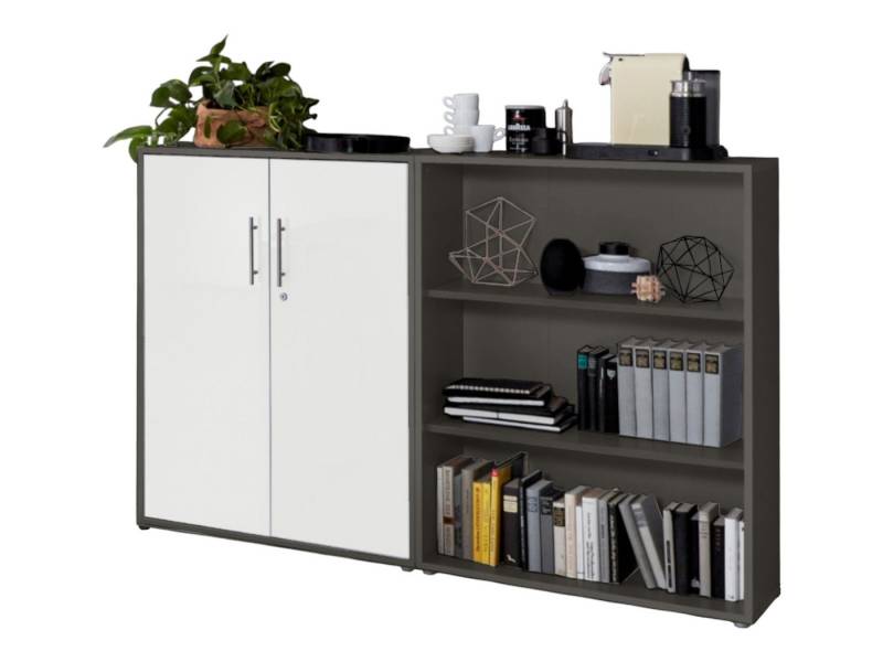 moebel-dich-auf Aktenschrank OFFICE EDITION (Set 1 niedrig, abschließbar, Metallgriffe) Made in Germany von moebel-dich-auf