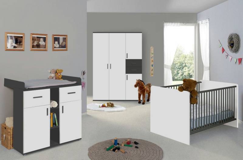 moebel-dich-auf Babyzimmer-Komplettset ELISA 3, (Komplett-Set, Babybett + Wickelkommode + Kleiderschrank), optional mit Matratze und Umbauseiten-Set von moebel-dich-auf