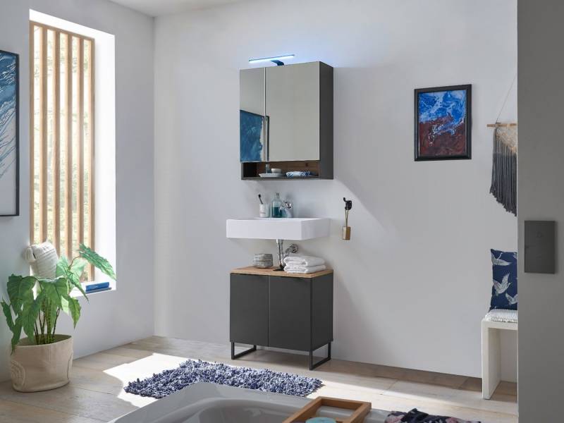 moebel-dich-auf Badmöbel-Set Aspen 60, (Set 4, Spiegelschrank, Waschbeckenunterschrank, 2-St), Softclose von moebel-dich-auf