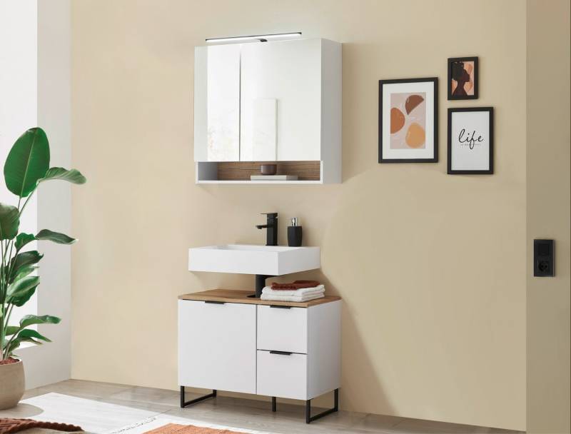 moebel-dich-auf Badmöbel-Set Aspen 80, (Set 4, Spiegelschrank, Waschbeckenunterschrank, 2-St), Softclose von moebel-dich-auf