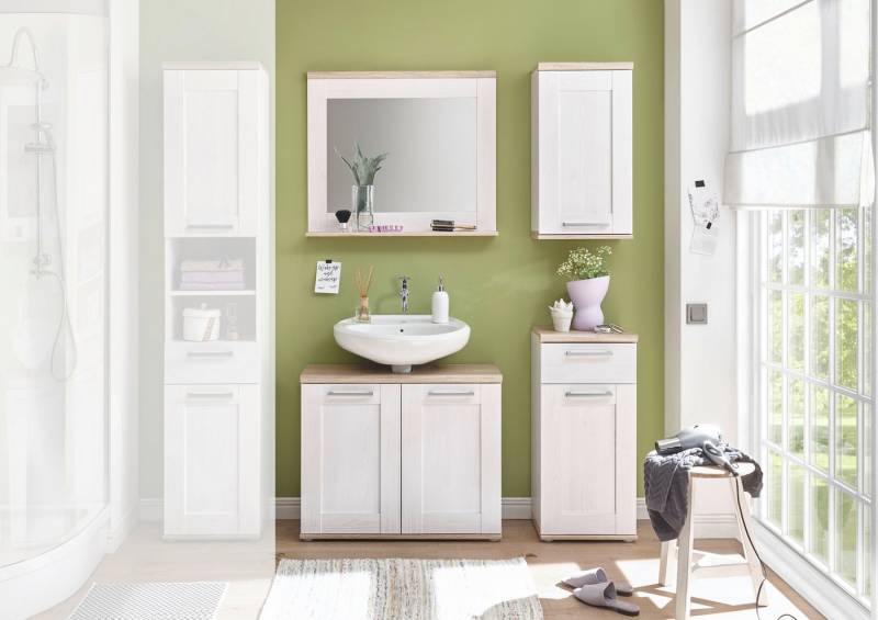 moebel-dich-auf Badmöbel-Set ELEGANCE, (Set 3, Spiegel, Wbu, Hängeschrank, Kommode, 4-ST), im Landhausstil von moebel-dich-auf