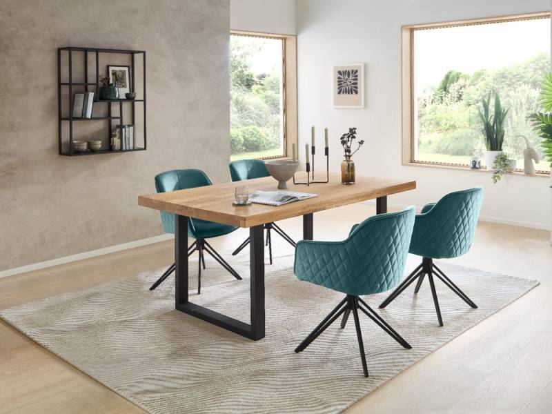 moebel-dich-auf Essgruppe CAPRI-U, (Esszimmer Set, 1 Esstisch Eiche massiv geölt, 4 Stühle), 180 x 100 cm von moebel-dich-auf