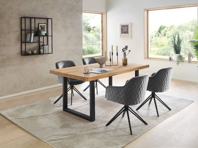 moebel-dich-auf Essgruppe CAPRI-U, (Esszimmer Set, 1 Esstisch Eiche massiv geölt, 4 Stühle), 180 x 100 cm von moebel-dich-auf