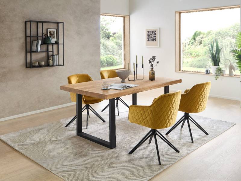 moebel-dich-auf Essgruppe CAPRI-U, (Esszimmer Set, 1 Esstisch Eiche massiv geölt, 4 Stühle), 180 x 100 cm von moebel-dich-auf