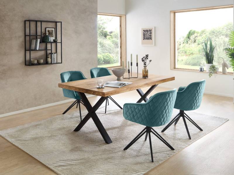 moebel-dich-auf Essgruppe CAPRI-X, (Esszimmer Set, 1 Esstisch Eiche massiv geölt, 4 Stühle), 180 x 100 cm von moebel-dich-auf