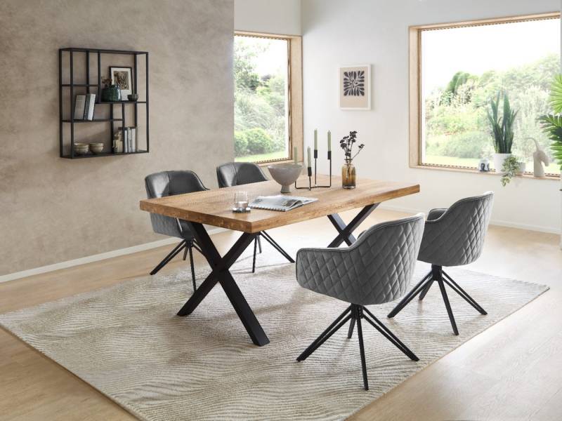 moebel-dich-auf Essgruppe CAPRI-X, (Esszimmer Set, 1 Esstisch Eiche massiv geölt, 4 Stühle), 180 x 100 cm von moebel-dich-auf
