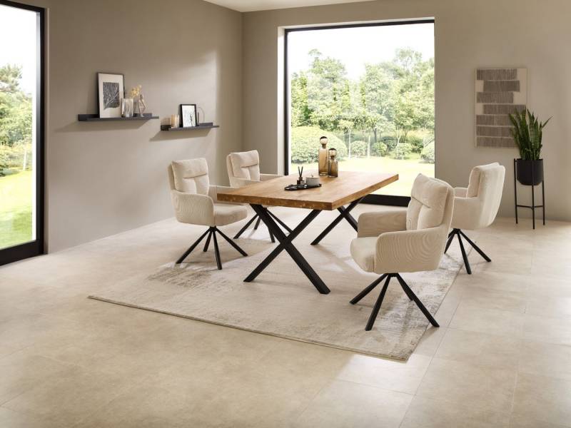 moebel-dich-auf Essgruppe CAPRI-X, (Esszimmer Set, 1 Esstisch Eiche massiv geölt, 4 Stühle), 180 x 100 cm von moebel-dich-auf