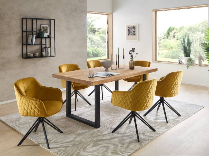 moebel-dich-auf Esszimmer-Set CAPRI-U, (Esszimmer Set, 1 Esstisch Eiche massiv geölt, 6 Stühle), 180 x 100 cm von moebel-dich-auf