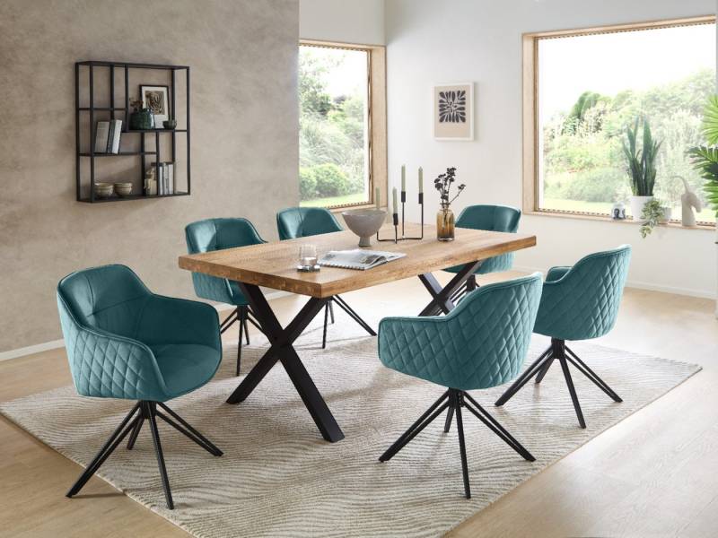 moebel-dich-auf Esszimmer-Set CAPRI-X, (Esszimmer Set, 1 Esstisch Eiche massiv geölt, 6 Stühle), 180 x 100 cm von moebel-dich-auf