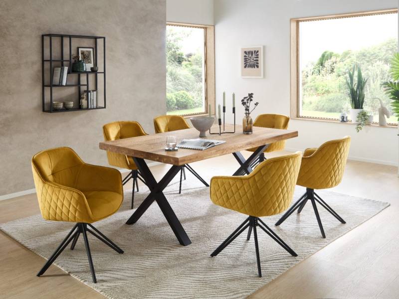 moebel-dich-auf Esszimmer-Set CAPRI-X, (Esszimmer Set, 1 Esstisch Eiche massiv geölt, 6 Stühle), 180 x 100 cm von moebel-dich-auf