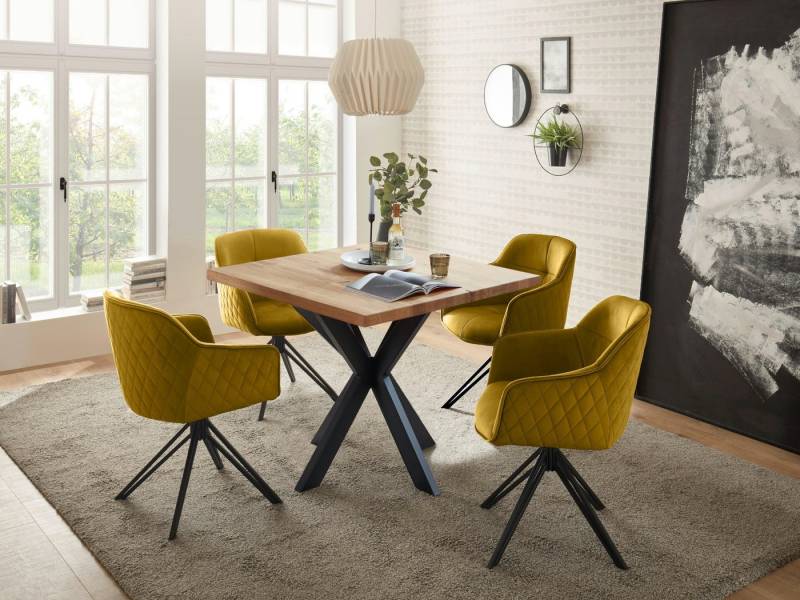 moebel-dich-auf Esszimmer-Set MIRI, (Set, Esstisch mit 4 Stühlen), Eiche massiv, Küchentisch Sitzgruppe von moebel-dich-auf