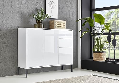 moebel-dich-auf Kommode Ben 10 mit 4 Metallfüßen Sideboard Türkommode Schuhschrank von moebel-dich-auf