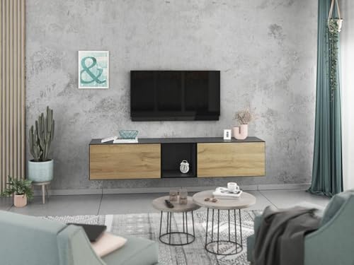 moebel-dich-auf Lowboard VARIANTO 2, Schrank Set, anthrazit/Evoke Eiche griffloses TV-Board, 3 TLG., 190 cm hängend moebel-dich-auf Lowboard VARIANTO 2, Schrank Set, anthrazit/Evoke Eiche griffloses TV-Board, 3 TLG., 190 cm hängend von moebel-dich-auf