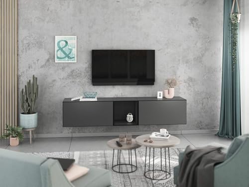 moebel-dich-auf Lowboard VARIANTO 2, Schrank Set, anthrazit/anthrazit griffloses TV-Board, 3 TLG., 190 cm hängend von moebel-dich-auf