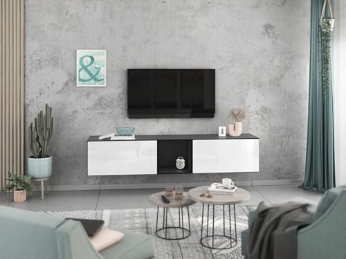 moebel-dich-auf Lowboard VARIANTO 2, Schrank Set, anthrazit/weiß Hochglanz griffloses TV-Board, 3 TLG., 190 cm hängend moebel-dich-auf Lowboard VARIANTO 2, Schrank Set, anthrazit/weiß Hochglanz griffloses TV-Board, 3 TLG., 190 cm hängend von moebel-dich-auf