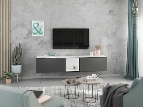 moebel-dich-auf Lowboard VARIANTO 2, Schrank Set, weiß/anthrazit griffloses TV-Board, 3 TLG., 190 cm hängend moebel-dich-auf Lowboard VARIANTO 2, Schrank Set, weiß/anthrazit griffloses TV-Board, 3 TLG., 190 cm hängend von moebel-dich-auf