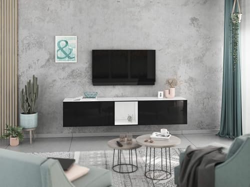 moebel-dich-auf Lowboard VARIANTO 2, Schrank Set, weiß/schwarz Hochglanz griffloses TV-Board, 3 TLG., 190 cm hängend moebel-dich-auf Lowboard VARIANTO 2, Schrank Set, weiß/schwarz Hochglanz griffloses TV-Board, 3 TLG., 190 cm hängend von moebel-dich-auf