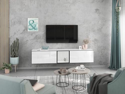 moebel-dich-auf Lowboard VARIANTO 2, Schrank Set, weiß/weiß Hochglanz griffloses TV-Board, 3 TLG., 190 cm hängend moebel-dich-auf Lowboard VARIANTO 2, Schrank Set, weiß/weiß Hochglanz griffloses TV-Board, 3 TLG., 190 cm hängend von moebel-dich-auf