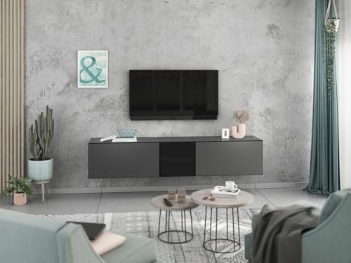moebel-dich-auf Lowboard VARIANTO 3, Schrank Set, anthrazit matt/anthrazit matt/schwarz Hochglanz 3 TLG., 190 cm hängend von moebel-dich-auf