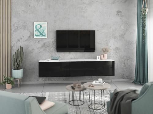 moebel-dich-auf Lowboard VARIANTO 3, Schrank Set, weiß matt/schwarz Hochglanz griffloses TV-Board, 3 TLG., 190 cm hängend von moebel-dich-auf