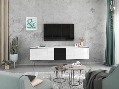 moebel-dich-auf Lowboard VARIANTO 3, Schrank Set, weiß matt/weiß Hochglanz/schwarz Hochglanz 3 TLG., 190 cm hängend von moebel-dich-auf