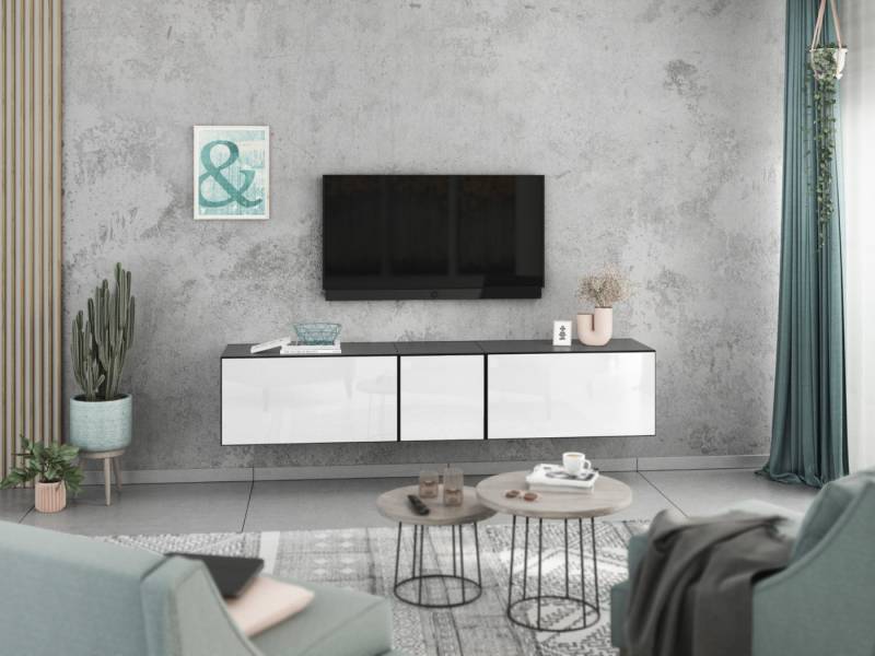 moebel-dich-auf Lowboard VARIANTO 3 (3 tlg., 190 cm breit, TV-Board bestehend aus 2x Schränken mit Klappe und 1x Schrank mit Tür), stehend und hängend von moebel-dich-auf