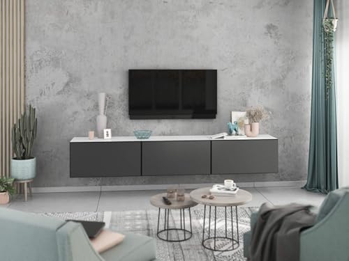 moebel-dich-auf Lowboard VARIANTO 4, Schrank Set, weiß matt/anthrazit matt griffloses TV-Board, 3 TLG., 228 cm hängend moebel-dich-auf Lowboard VARIANTO 4, Schrank Set, weiß matt/anthrazit matt griffloses TV-Board, 3 TLG., 228 cm hängend von moebel-dich-auf