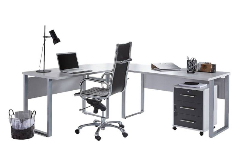 moebel-dich-auf Schreibtisch OFFICE EDITION (in verschiedenen Farben, 2-St., inkl. Rollcontainer), wechselseitig montierbar von moebel-dich-auf