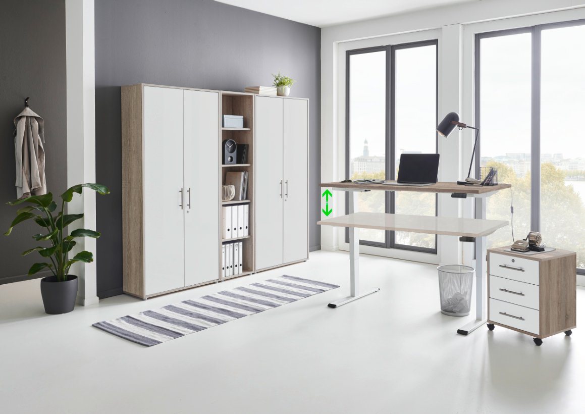 moebel-dich-auf Schreibtisch e-OFFICE EDITION (Büromöbel-Set, Aktenschränke abschließbar, Made in Germany, Set 10), mit elektrisch höhenverstellbarem Schreibtisch von moebel-dich-auf