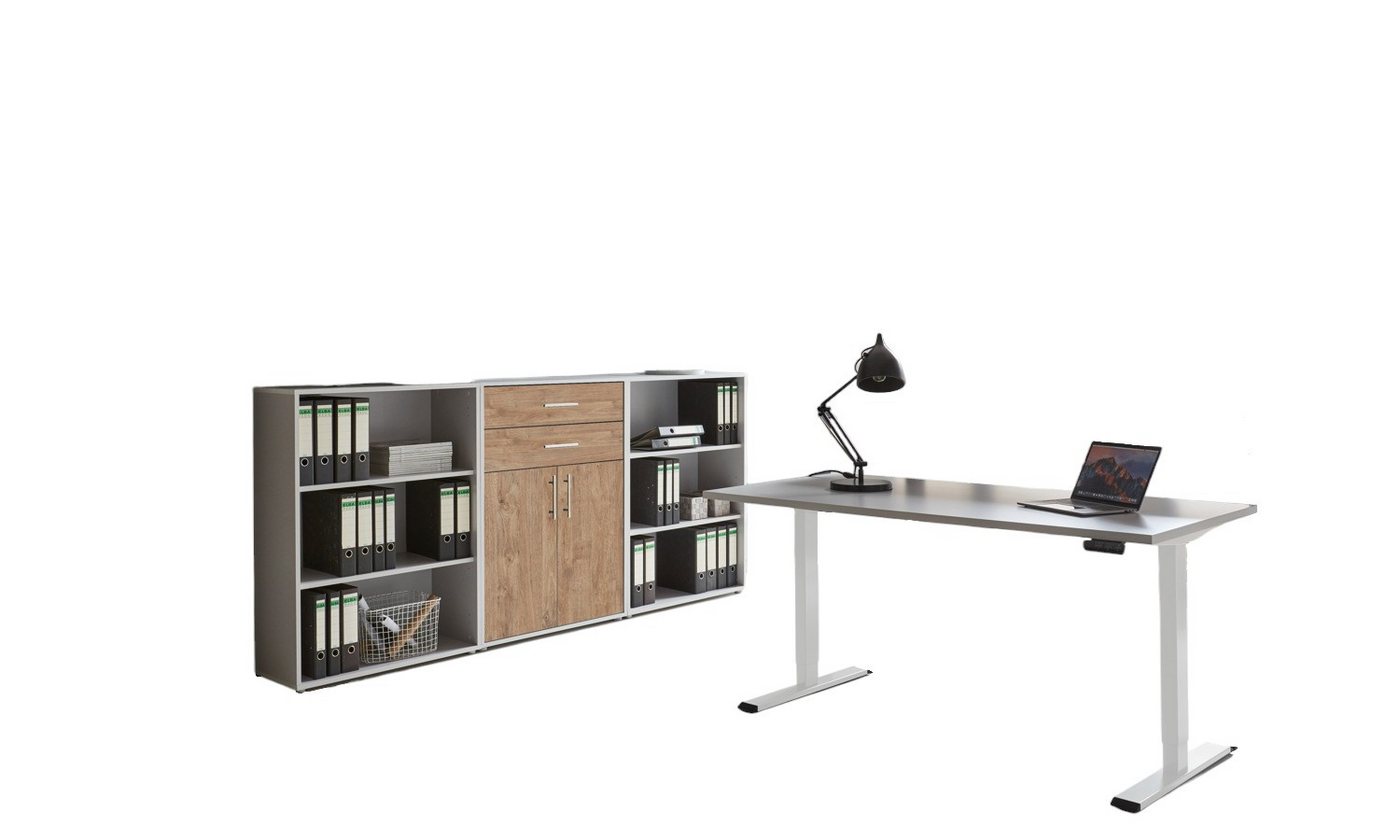 moebel-dich-auf Büromöbel-Set e-OFFICE EDITION, (Büromöbel-Set, Set 14, elektrisch höhenverstellbarer Schreibtisch + Aktenschränke), stufenlos verstellbar 69-119 cm, mit Memory-Funktion von moebel-dich-auf