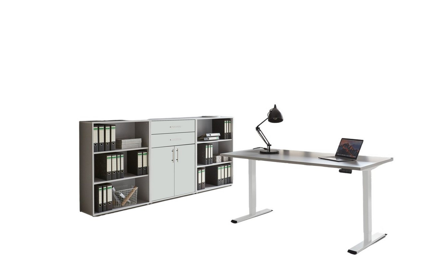 moebel-dich-auf Schreibtisch e-OFFICE EDITION (Büromöbel-Set, Set 14, elektrisch höhenverstellbarer Schreibtisch + Aktenschränke), stufenlos verstellbar 69-119 cm, mit Memory-Funktion von moebel-dich-auf