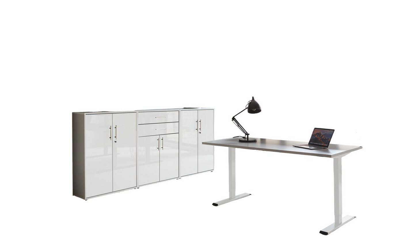 moebel-dich-auf Büromöbel-Set e-OFFICE EDITION, (Büromöbel-Set, Set 15, elektrisch höhenverstellbarer Schreibtisch + Aktenschränke), stufenlos verstellbar 69-119 cm, mit Memory-Funktion von moebel-dich-auf
